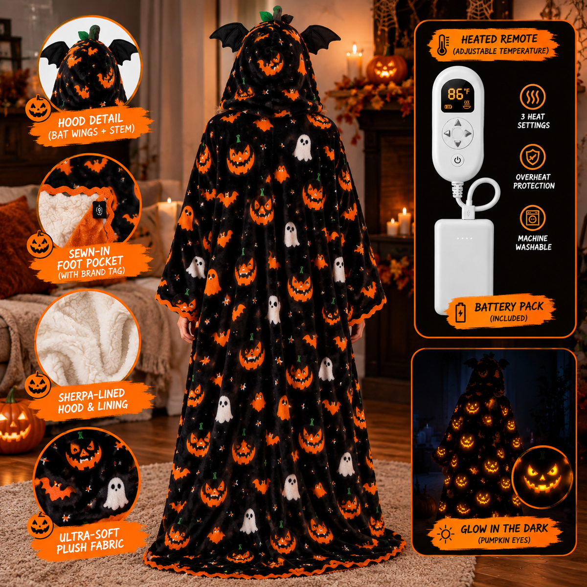 Pumpkin Cloak Heated Robe